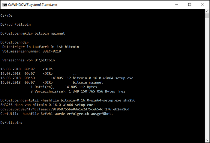 Windows Command Prompt: verify checksum