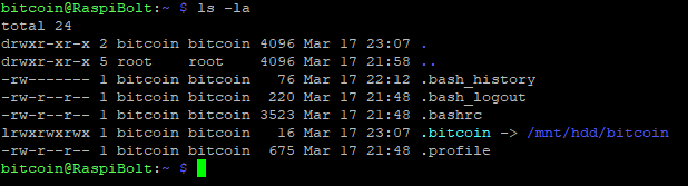 verify .bitcoin symlink